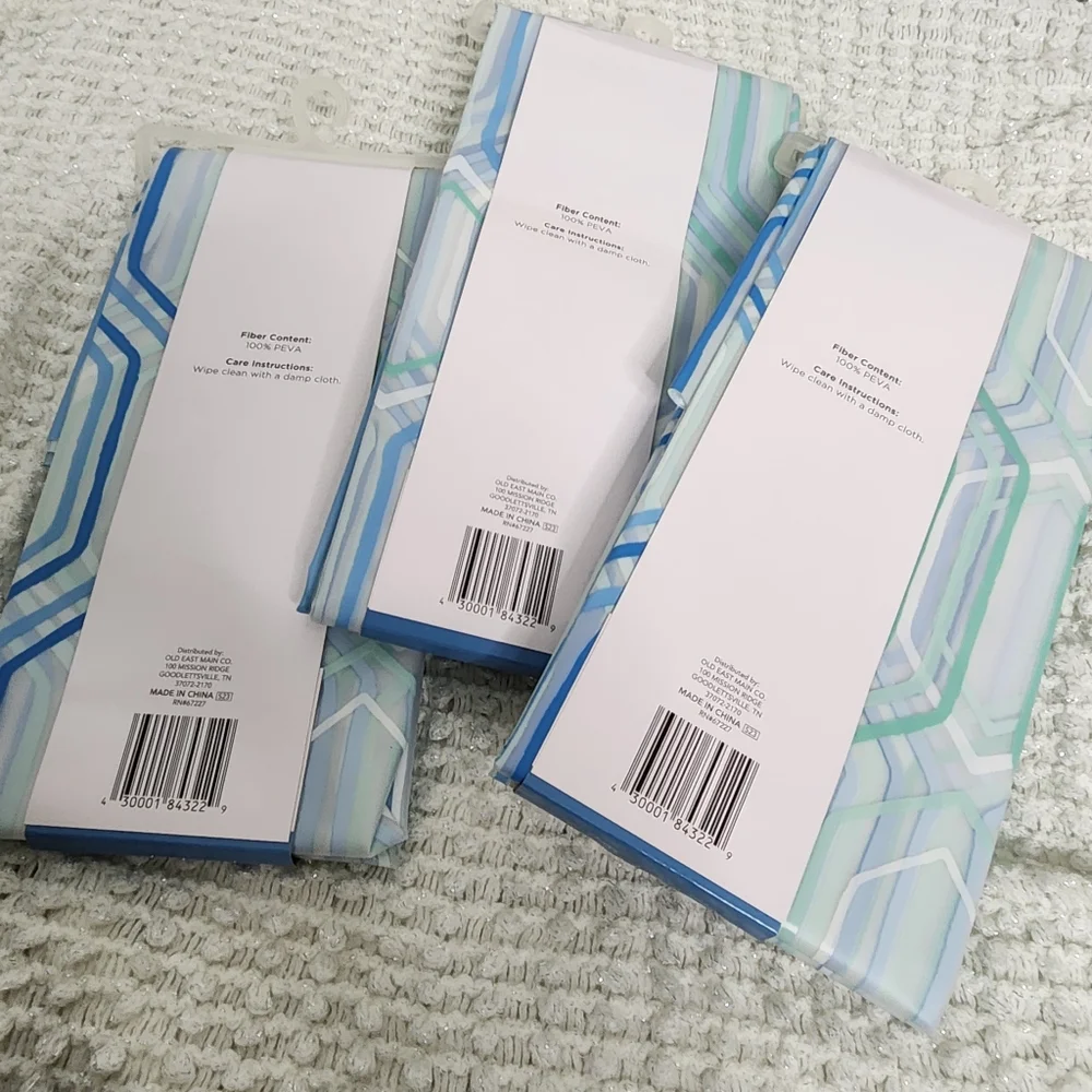 Comfort Bay Set of 3 PEVA Shower Curtains | Geometric Design